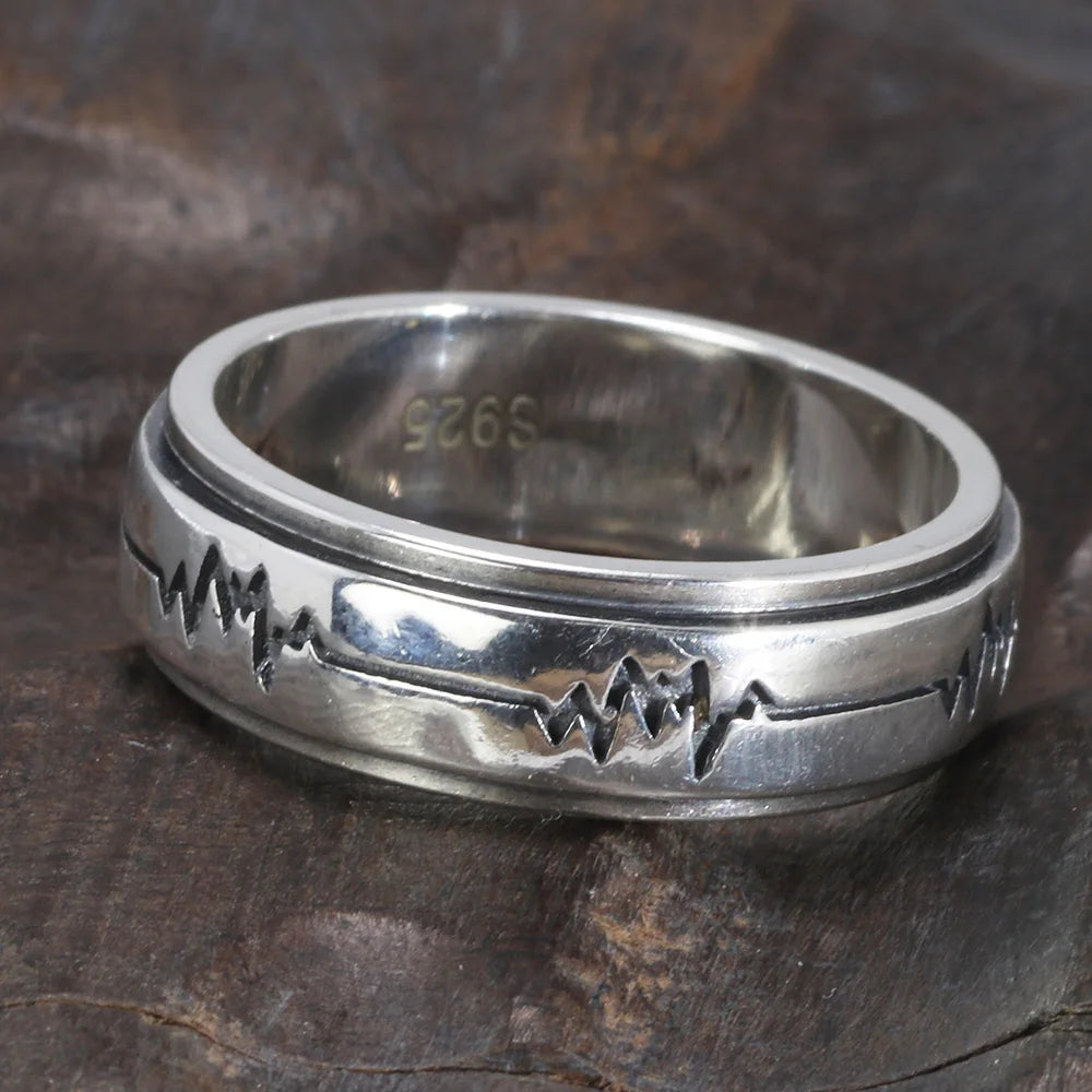 925 Silver Heartbeat Fidget Ring