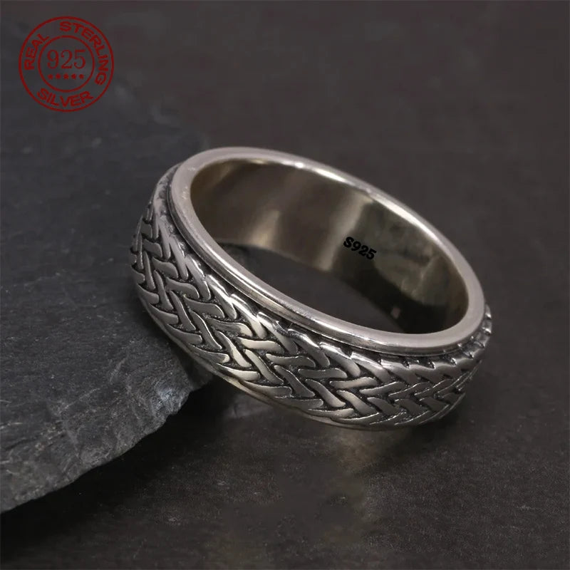 925 Silver Celtic Stitch Fidget Ring