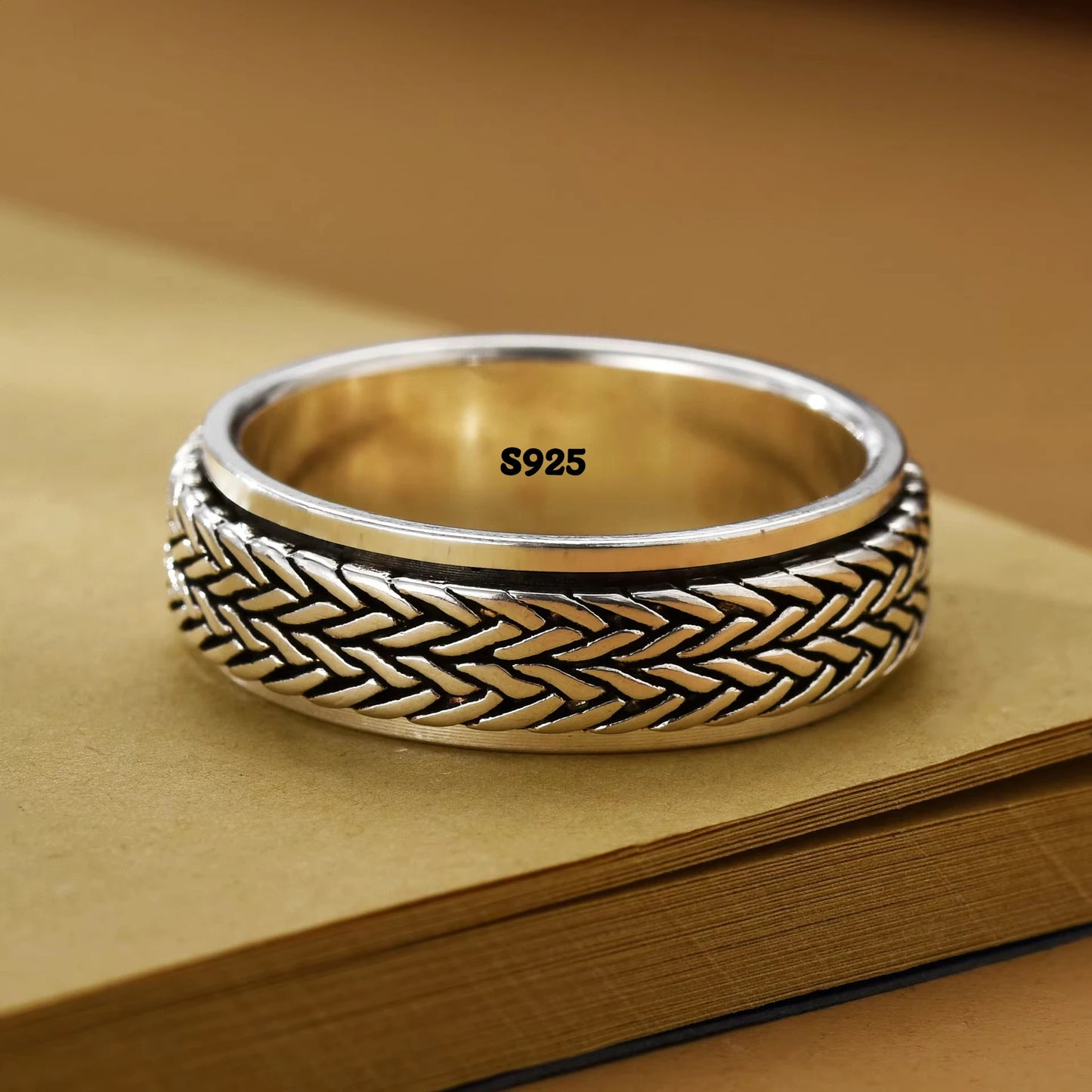 925 Silver Celtic Stitch Fidget Ring