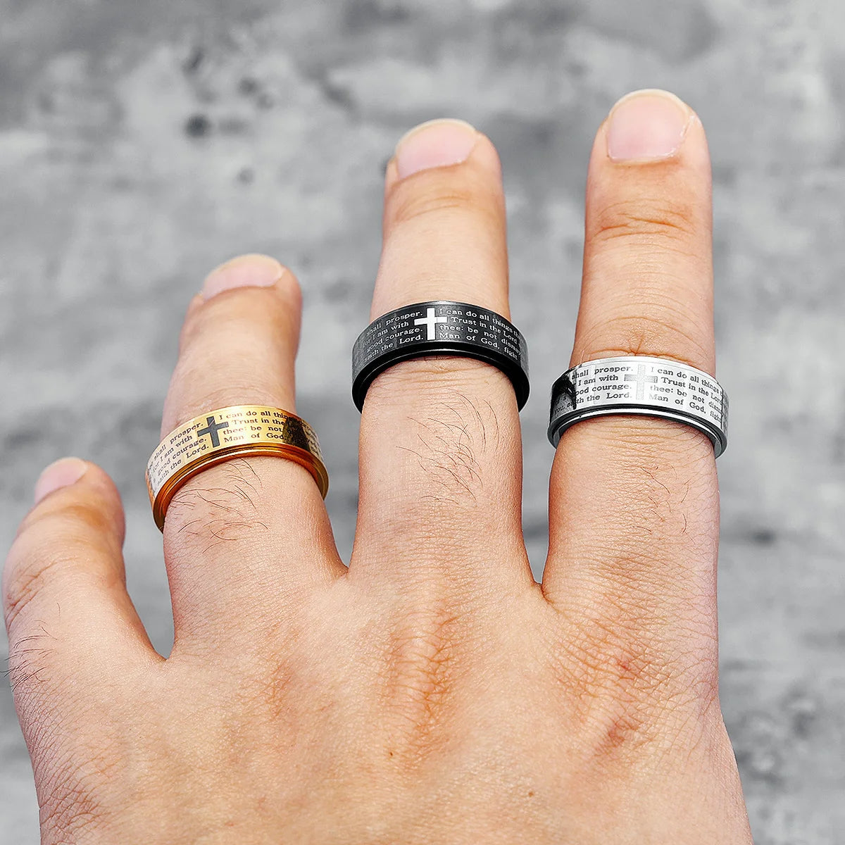 Bible Quoted Engraved Fidget Rings