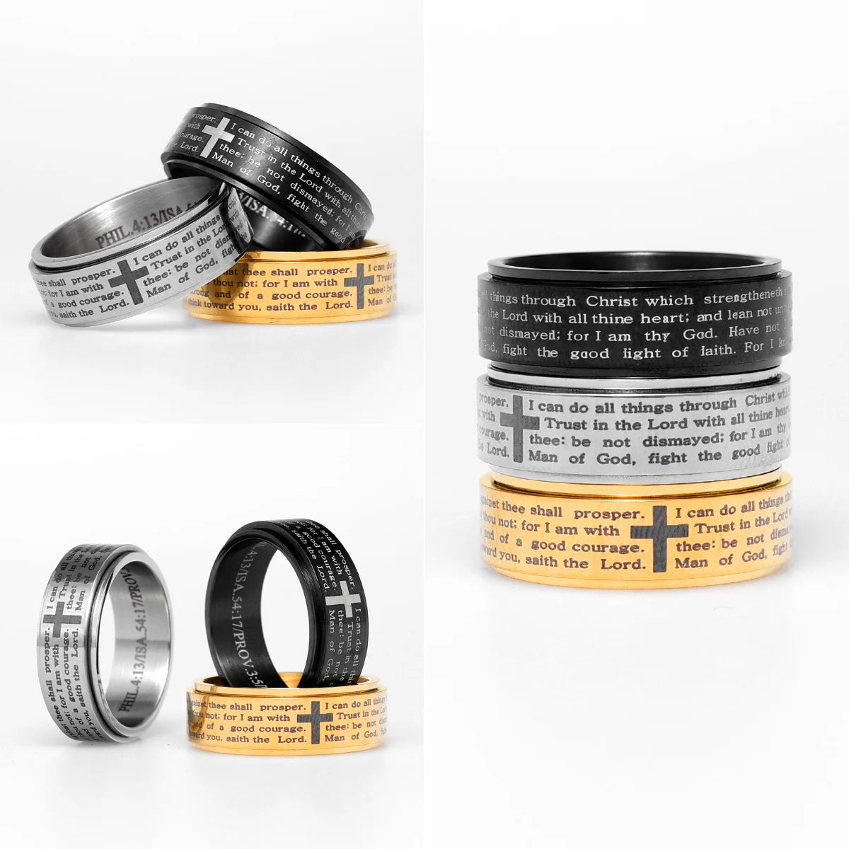 Bible Quoted Engraved Fidget Rings