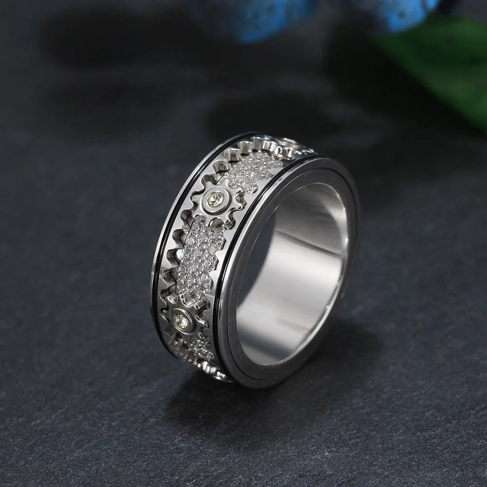 925 Silver Geared Fidget Ring