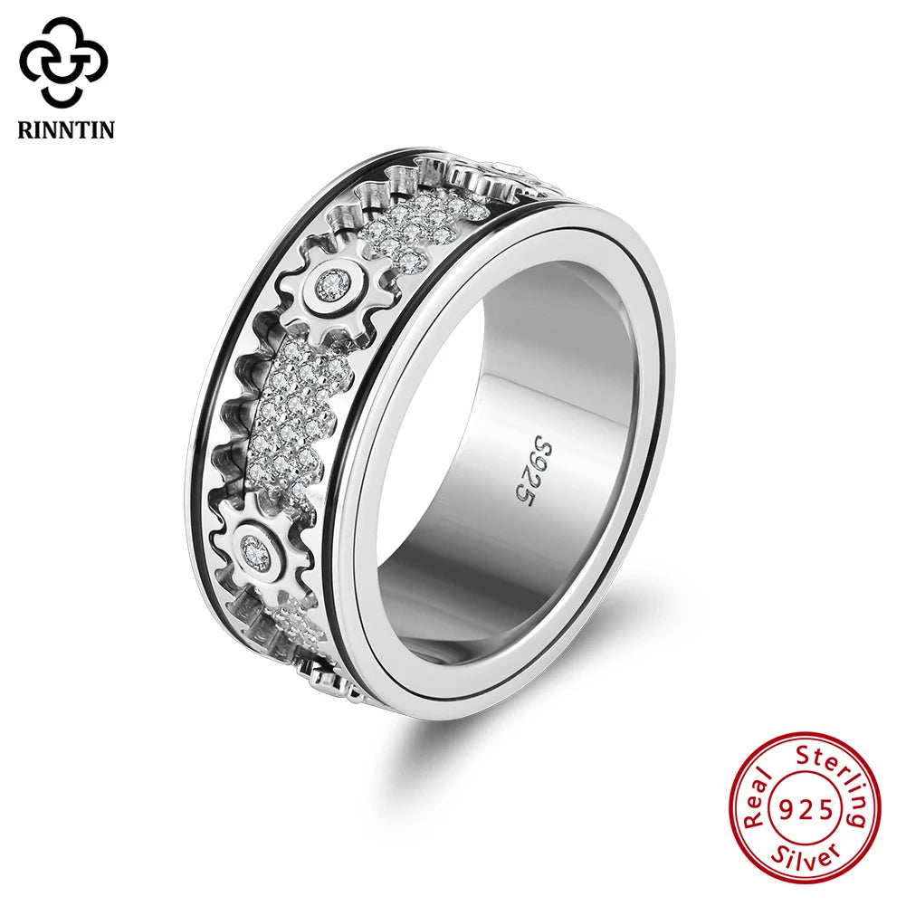 925 Silver Geared Fidget Ring