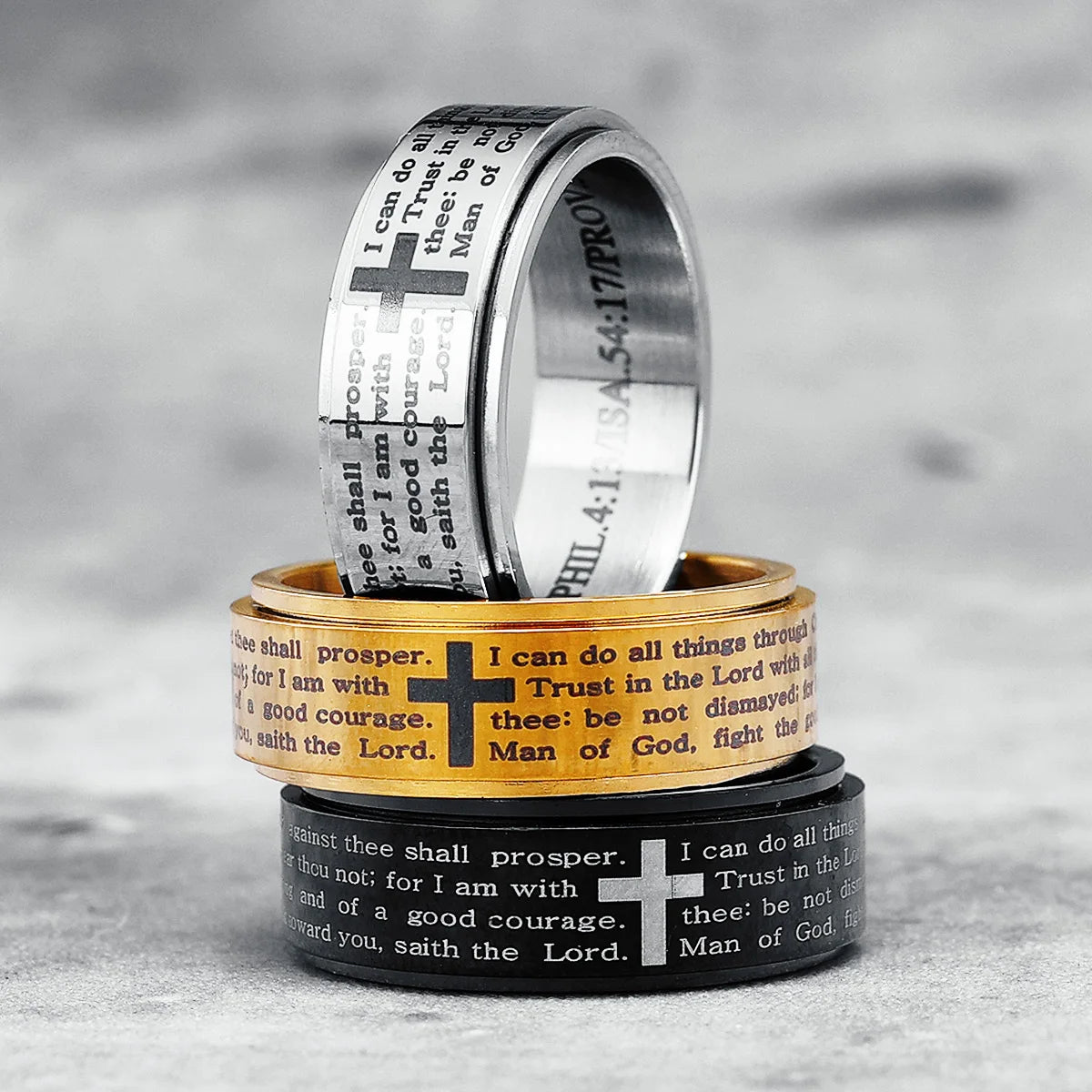 Bible Quoted Engraved Fidget Rings